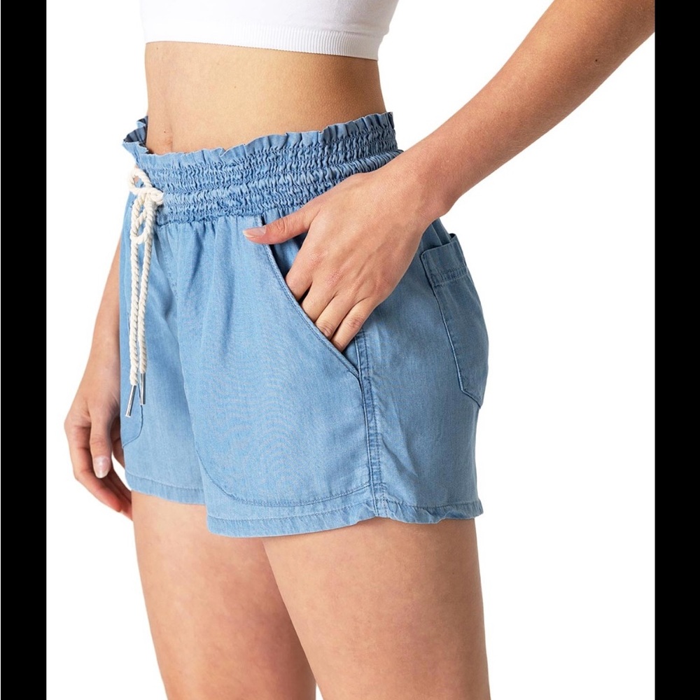 Love Tree High Waist Blue Shorts with Elastic Waistband